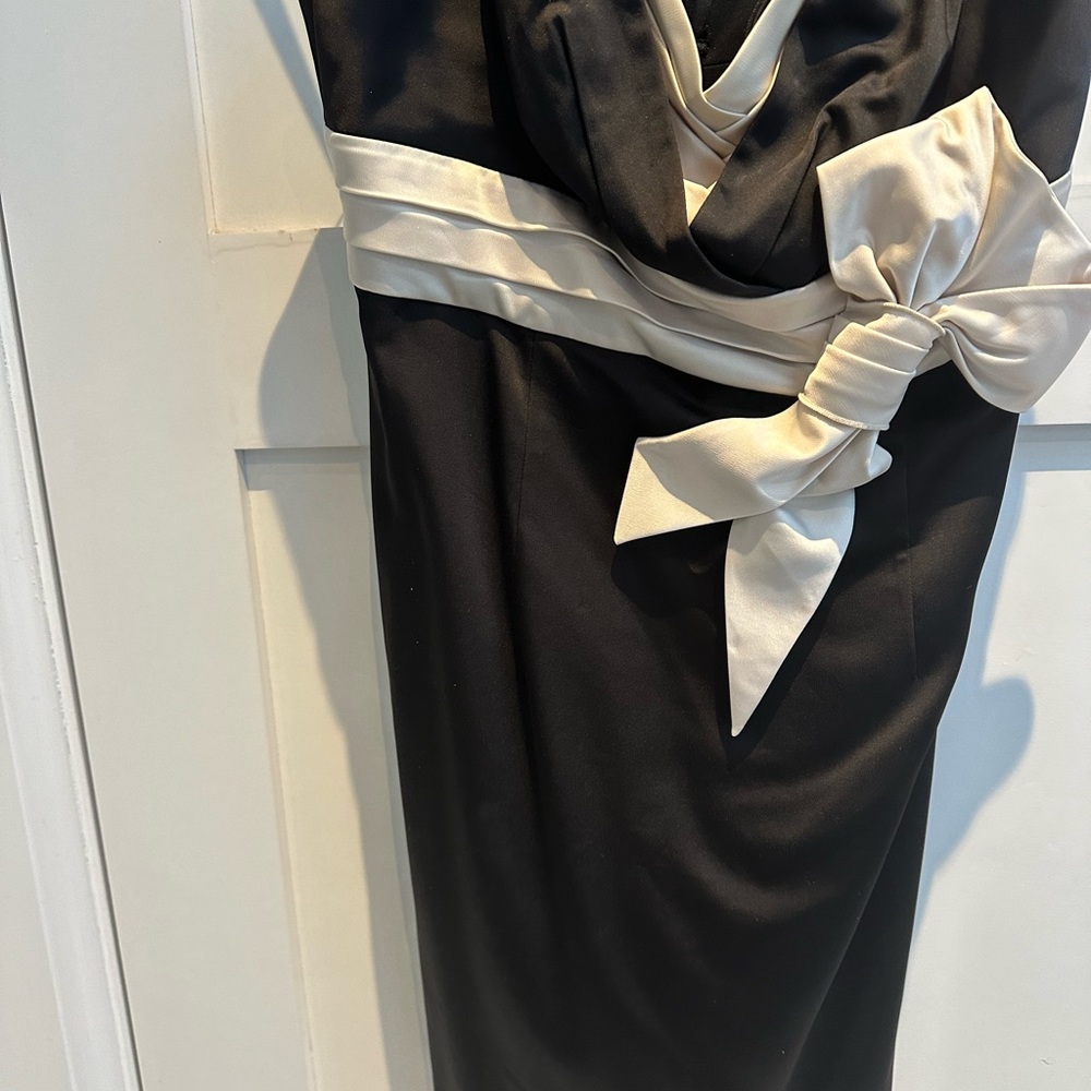 BCBG black and white satin cocktail dress